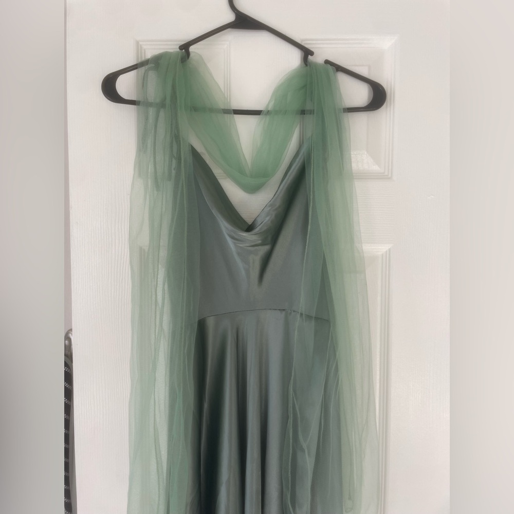 Dancing Queen Green Maxi Dress with Cowl Neck for Prom